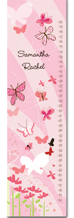 Butterflies Pink Butterfly Whimsical Fun Flowers Special Customized Growth Chart Perfect for Newborn or Child's Room Amazing Gift 